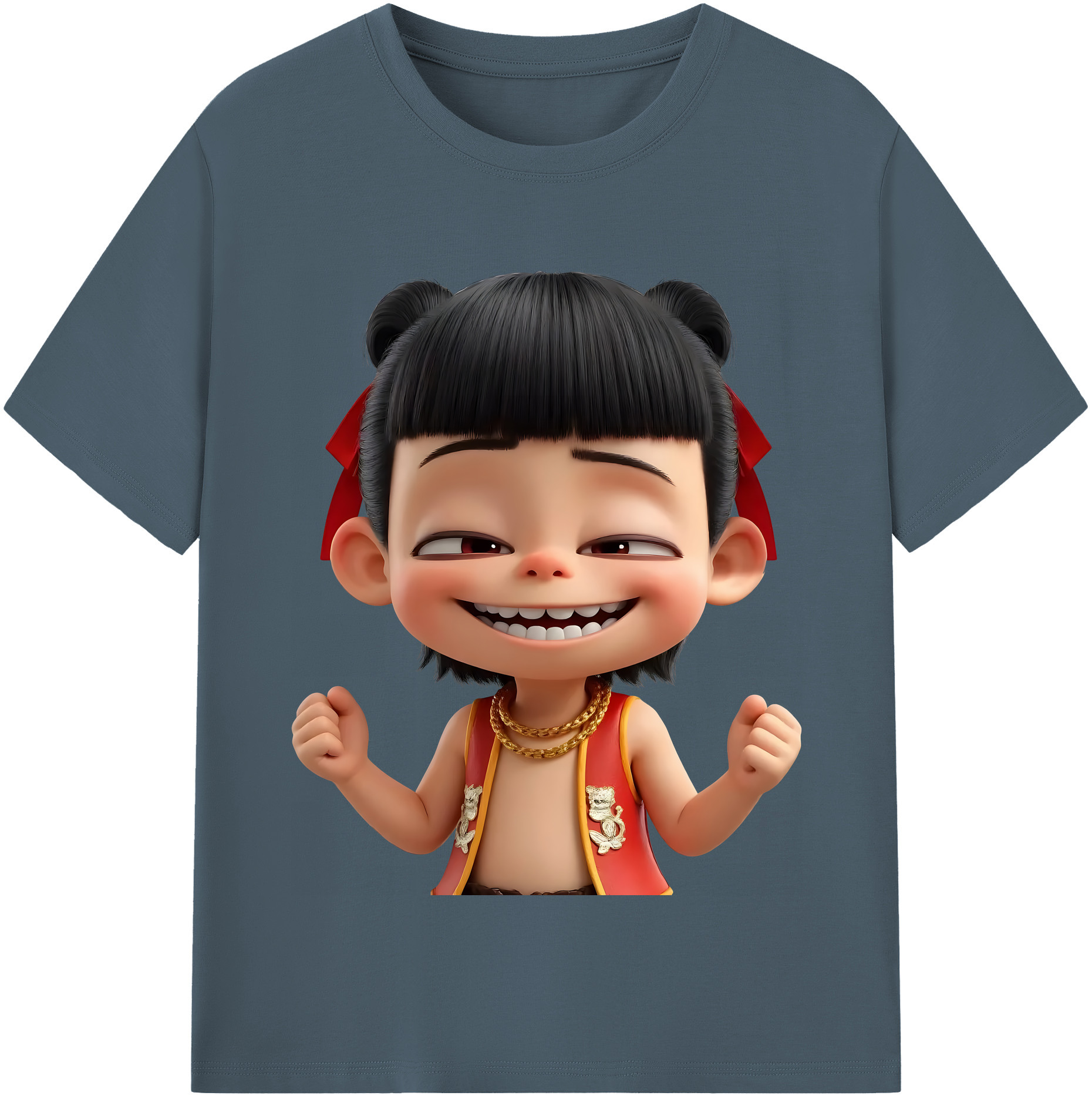 （画像用） Ne Zha 2 ナタ 魔童の大暴れ 綿100％半袖Tシャツ（フロントプリント）